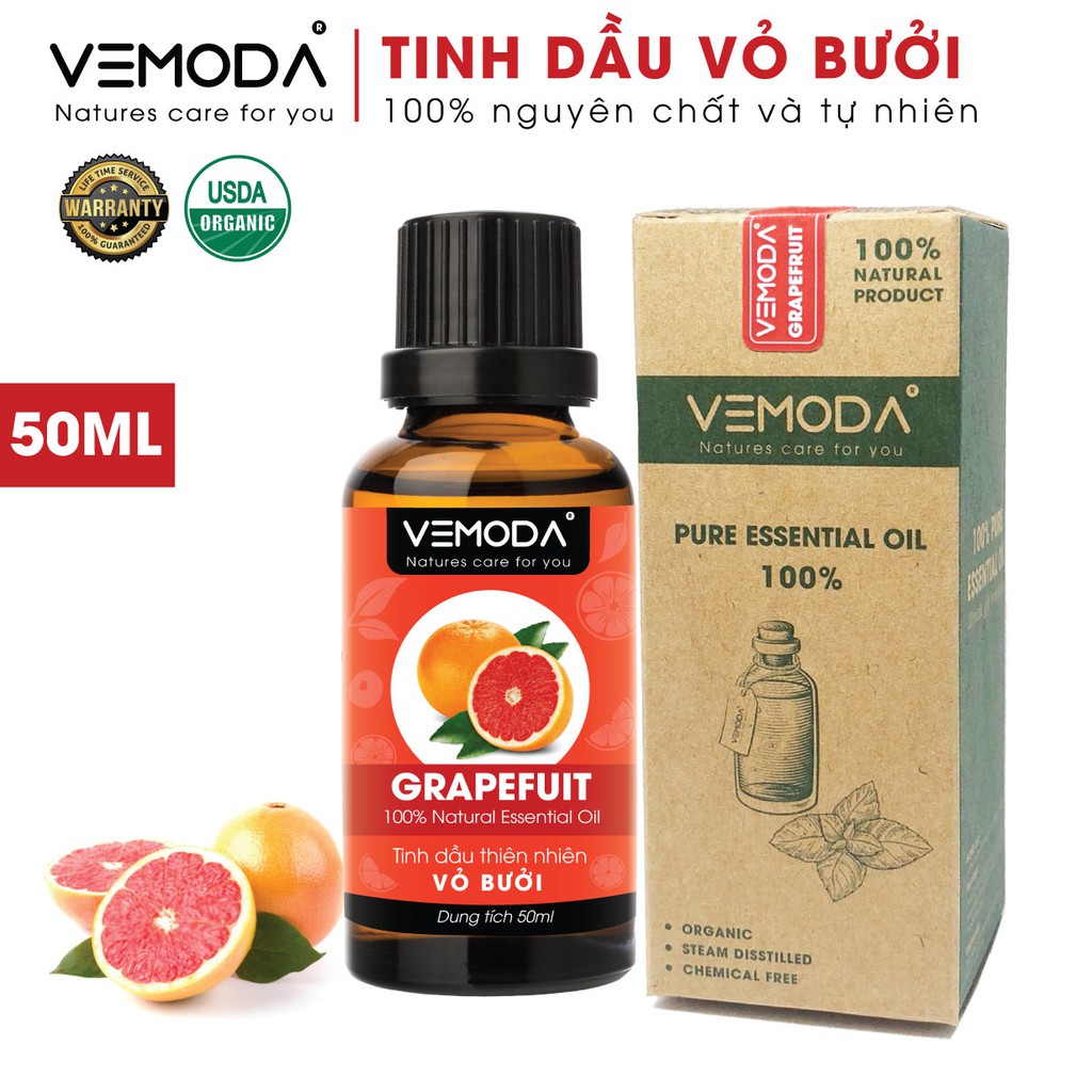 Tinh dầu Vỏ bưởi (HG) cao cấp nguyên chất VEMODA 50ML giúp kháng khuẩn, chống trầm cảm, hỗ trợ giảm cân, chăm sóc da tóc