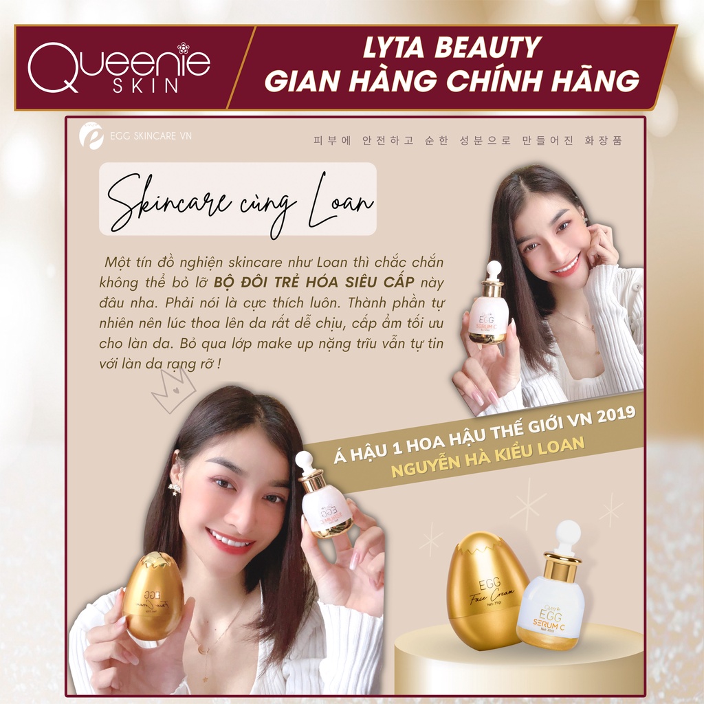 Combo Face Trứng + Vita C Queenie Skin