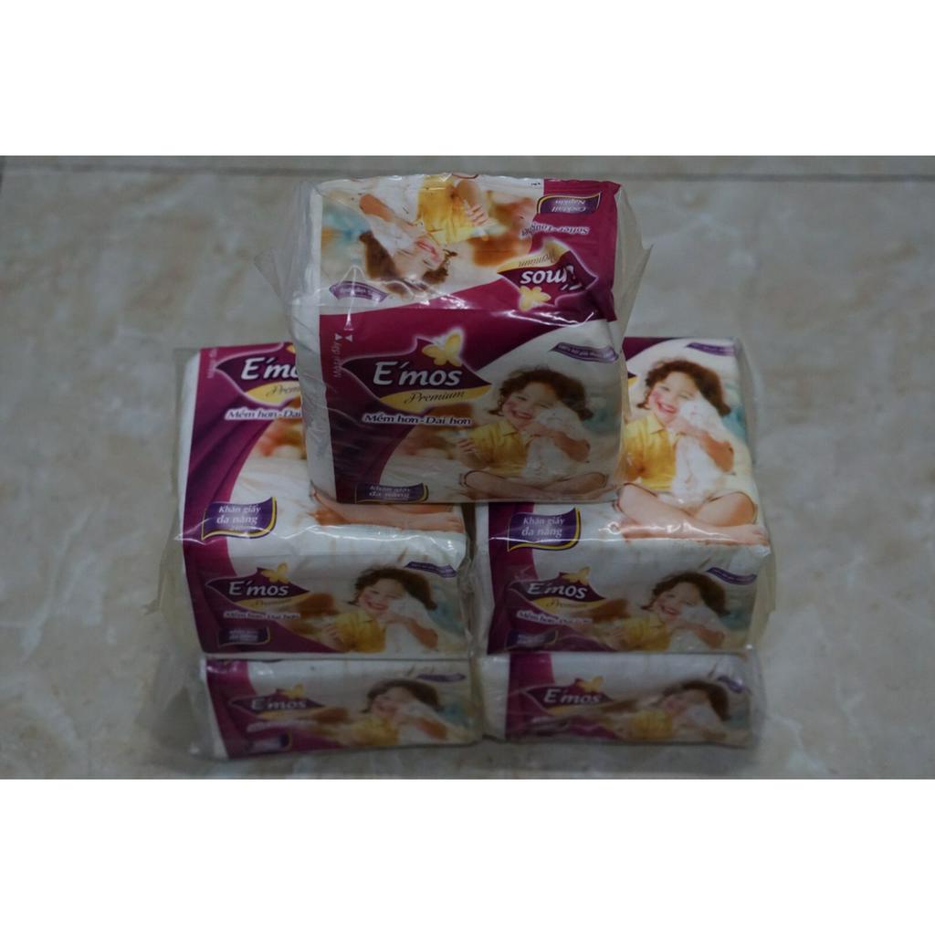 Khăn giấy vuông Emos gói 100 tờ 2 lớp, khăn giấy đa năng 240mm x 240mm