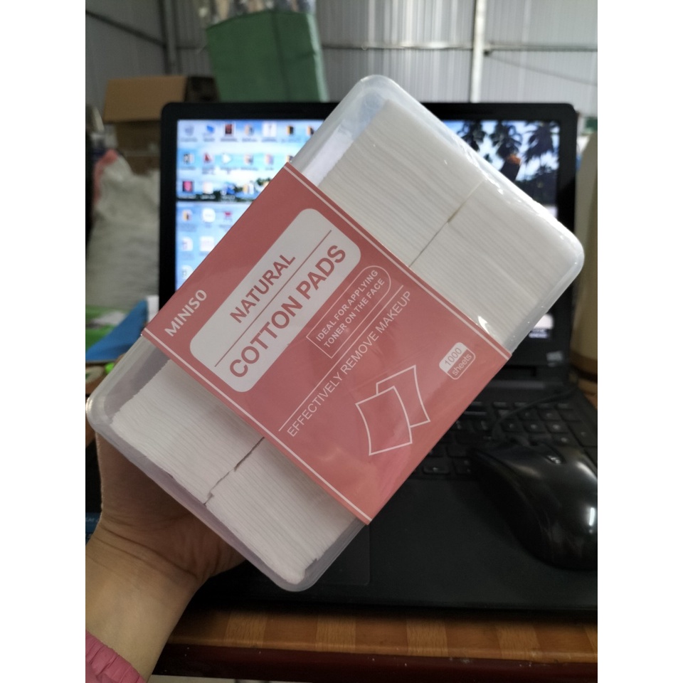 Bông tẩy trang Miniso 1000 miếng, lotion mask