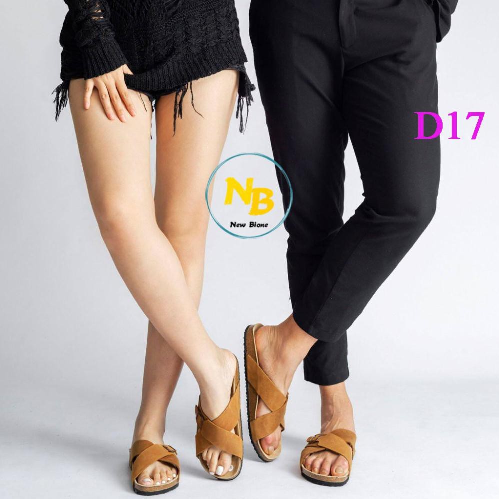 Dép đế trấu unisex da bò - D17