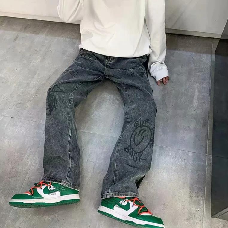 Quần Jeans Ống Rộng Plus Size Phong Cách Hip Hop Hàn Quốc Thời Trang Mùa Hè Cho Nam Và Nữ Size Lớn 3xl