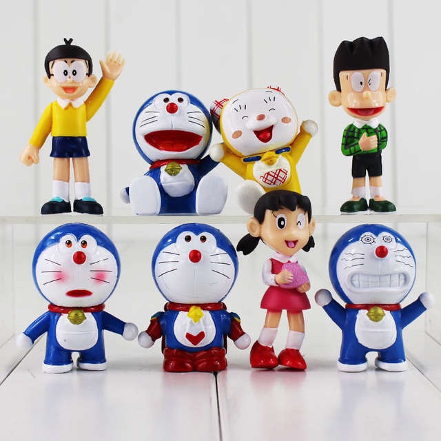 Mô hình nhân vật phim DORAEMON Nobita Suneo Shizuka Jaian size 5-7cm No box