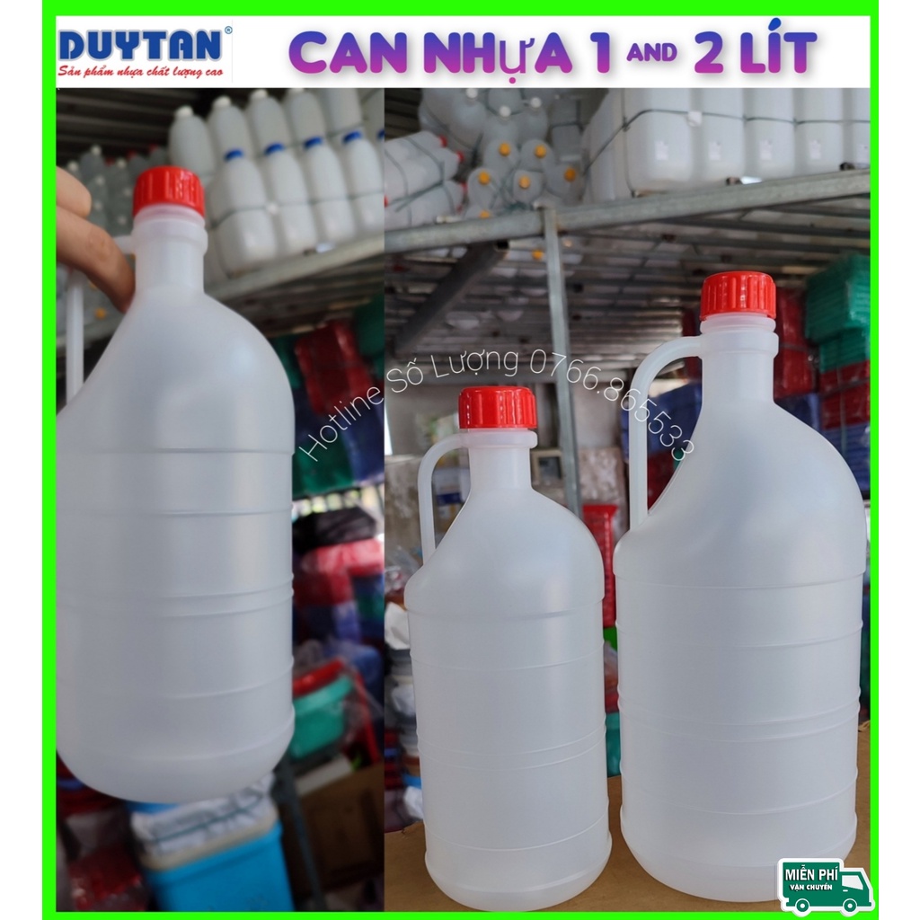 Can nhựa trắng Duy Tân đựng chất lỏng 1 và 2 Lít