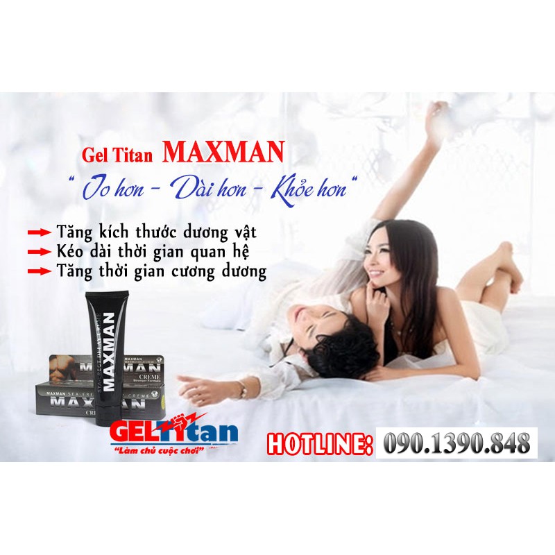 [Tăng Size Không Giới Hạn] Combo 3Tuýp Gel Tăng Kích Thước Dương Vật Titan MaxMan 60g-Hàng MỸ. Tăng Size Cậu Nhỏ An Toàn