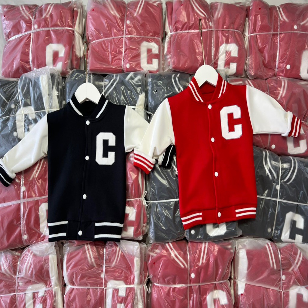 Áo khoác bomber Chữ C cho bé trai mặc cực xinh, Áo thu đông cho bé từ 7-18kg - BINBON KIDS
