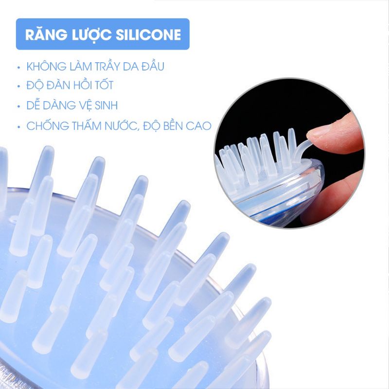 Lược gội đầu silicon massage da đầu, lược gỡ rối giảm rụng tóc kích thích mọc tóc hàng cao cấp