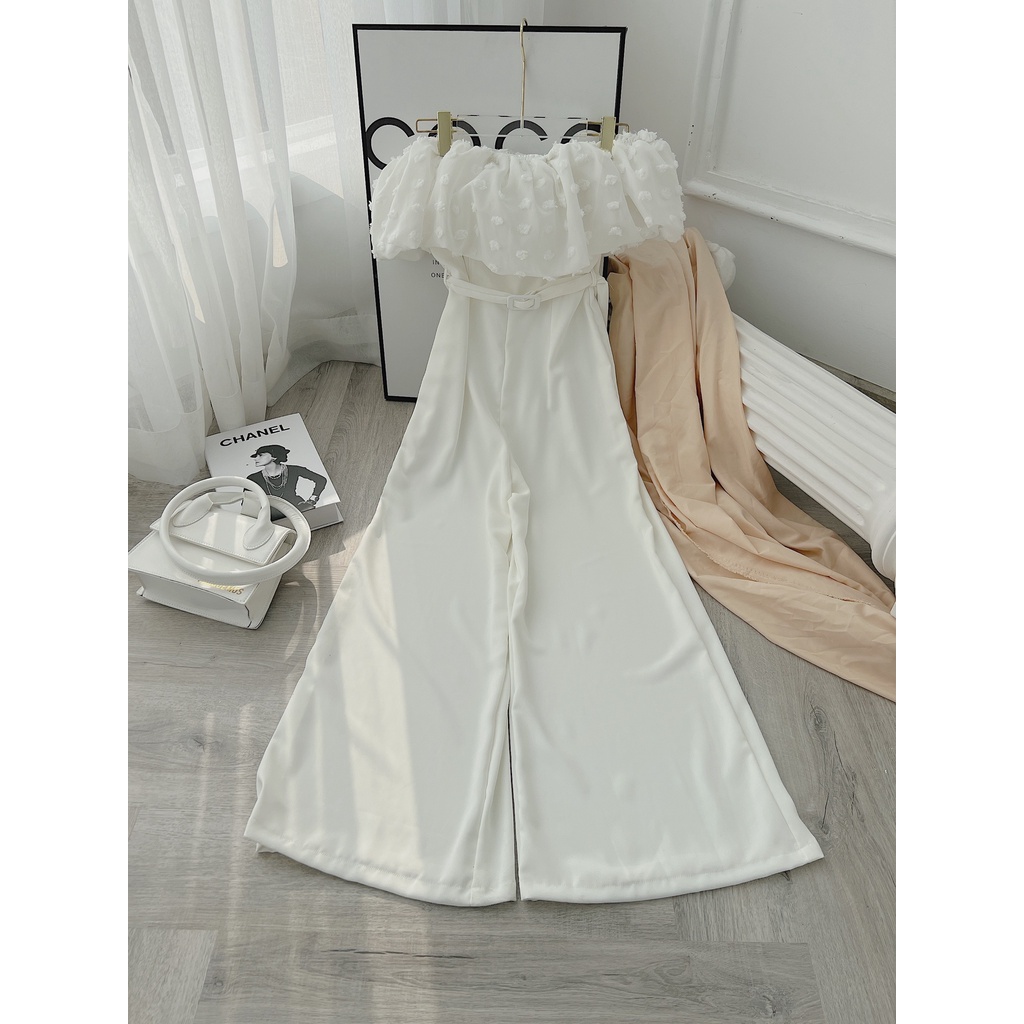 JUMPSUIT SUÔNG DÀI BẸT VAI KÈM BELT