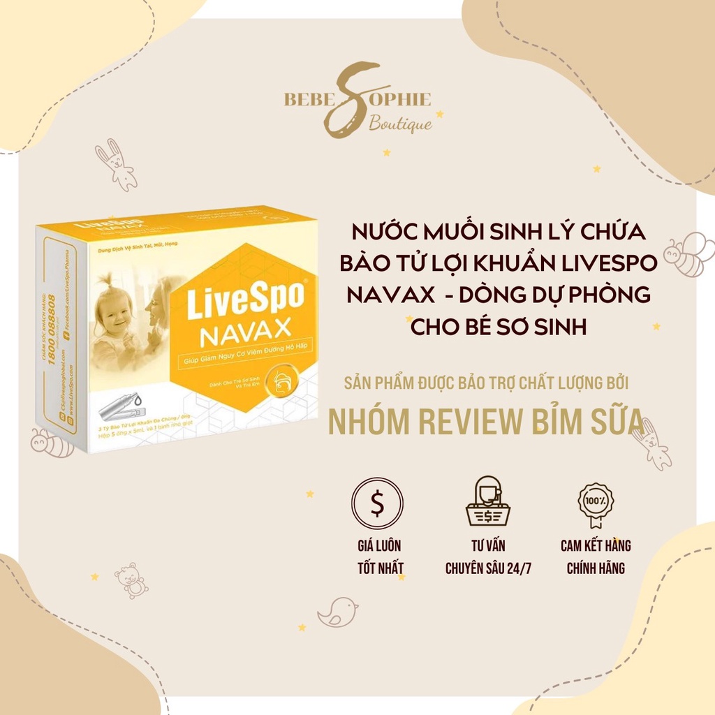 Nước muối sinh lý chứa bào tử lợi khuẩn LiveSpo Navax các loại - Làm sạch và thông đường hô hấp