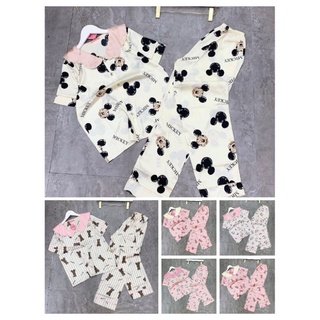 Đồ bộ pijama nữ lựa latin cổ sen tay cộc quần dài cao cấp