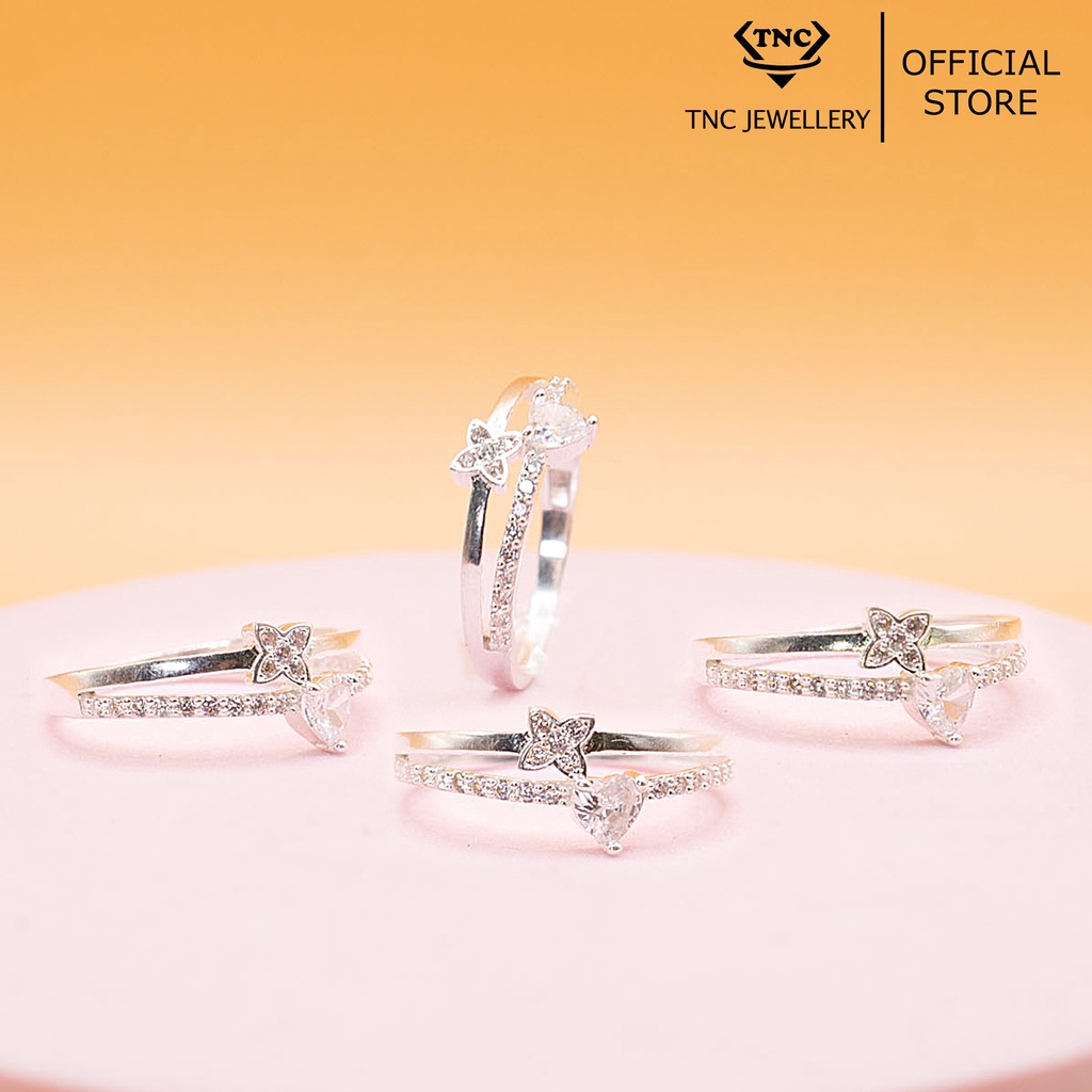 Nhẫn Bạc Nữ Đá Trái Tim Kép-Trang Sức TNC JEWELLERY