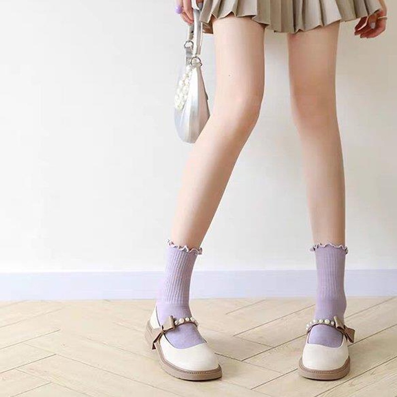 Giày Cao Gót Đính Ngọc Trai Phong Cách lolita Xinh Xắn Cho Nữ