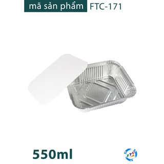Set 50 hộp nhôm 1 ngăn 550 ml ( khay giấy bạc có nắp) - Chứng nhận VS ATTP - Đựng thực phẩm dùng 1 lần