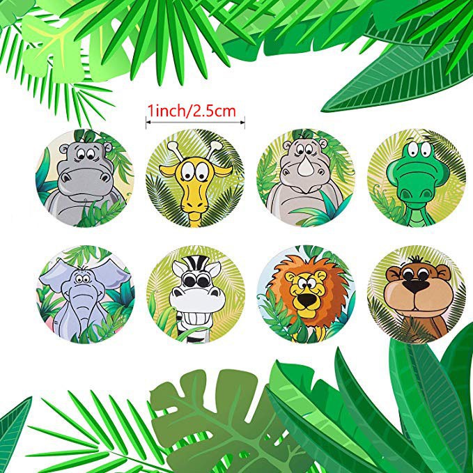 500pcs Zoo Animals round cute Stickers Roll Adhesive Label sticker scrapbooking for notebook kids rewards stationery sticker