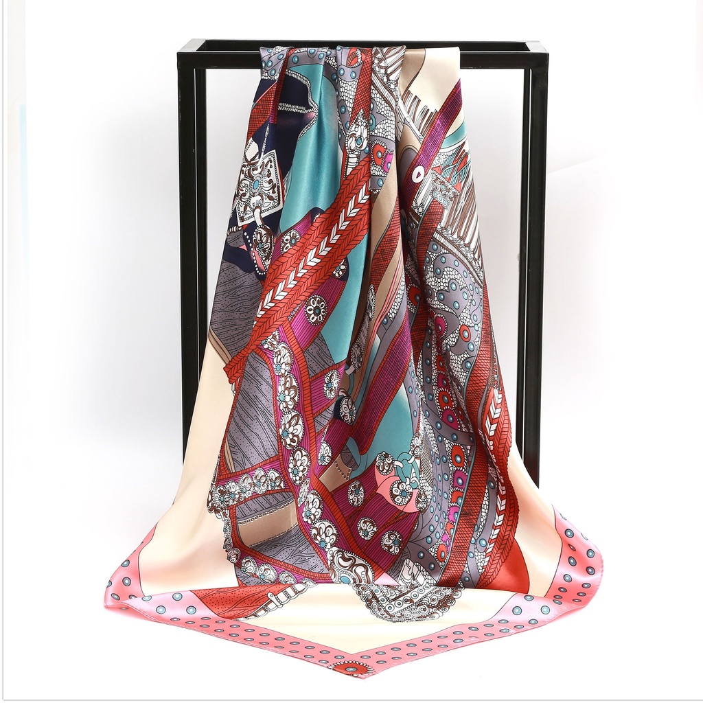 Khăn Choàng Satin Vuông 90CM(35.4inch) Thời Trang Dành Cho Nữ WJ1001-63