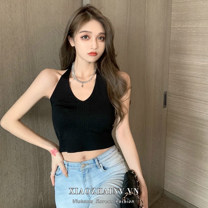 Áo Không Tay XIAOZHAINV Cho Nữ Dệt Kim Cổ Chữ V Gợi Cảm Thời Trang Hàn Quốc