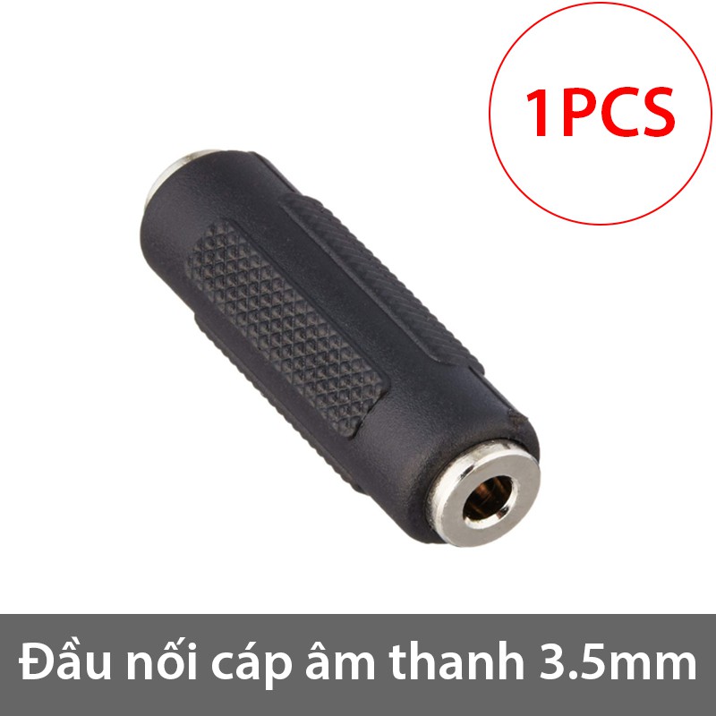 Đầu nối audio 3.5mm 2 đầu âm (Giắc nối cáp âm thanh 3.5mm) nối 2 đoạn cáp âm thanh 3.5mm với nhau (màu đen - 1 chiếc)