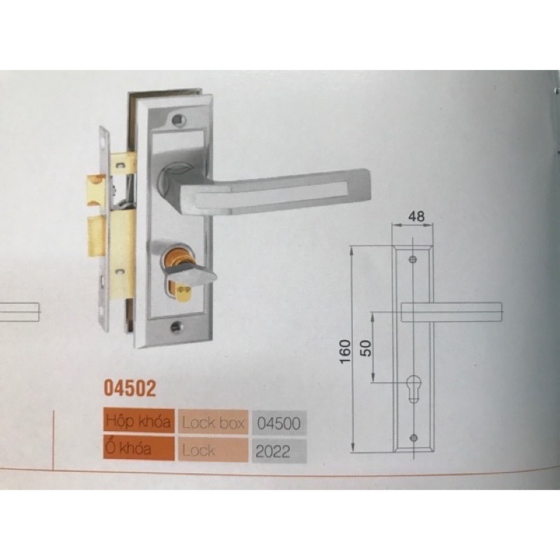 Ổ khoá tay gạt Thông phòng Việt Tiệp 04502