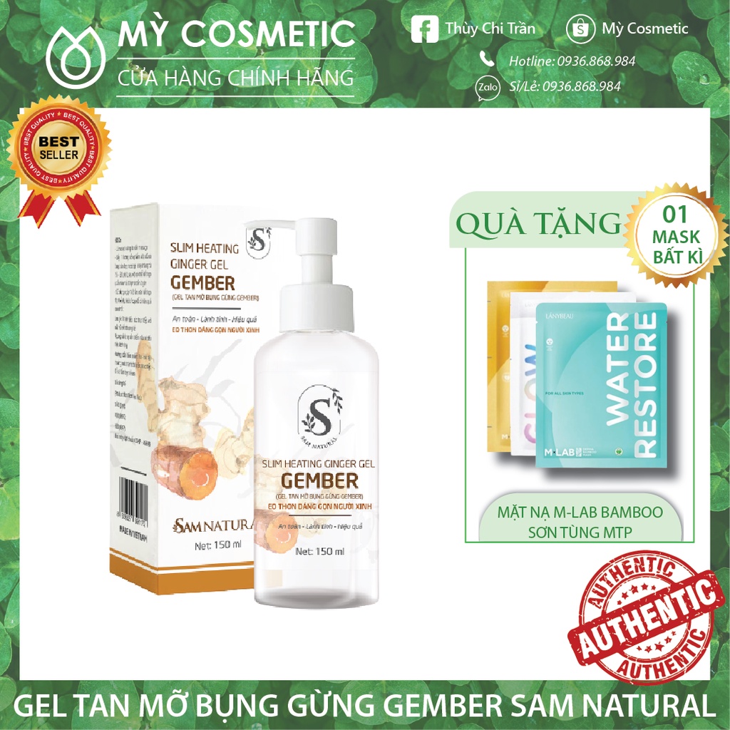Gel Tan Mỡ Gừng Gember Sam Natural (Tặng Kèm 1 Gen Định Hình Bụng Cao Cấp 150k)