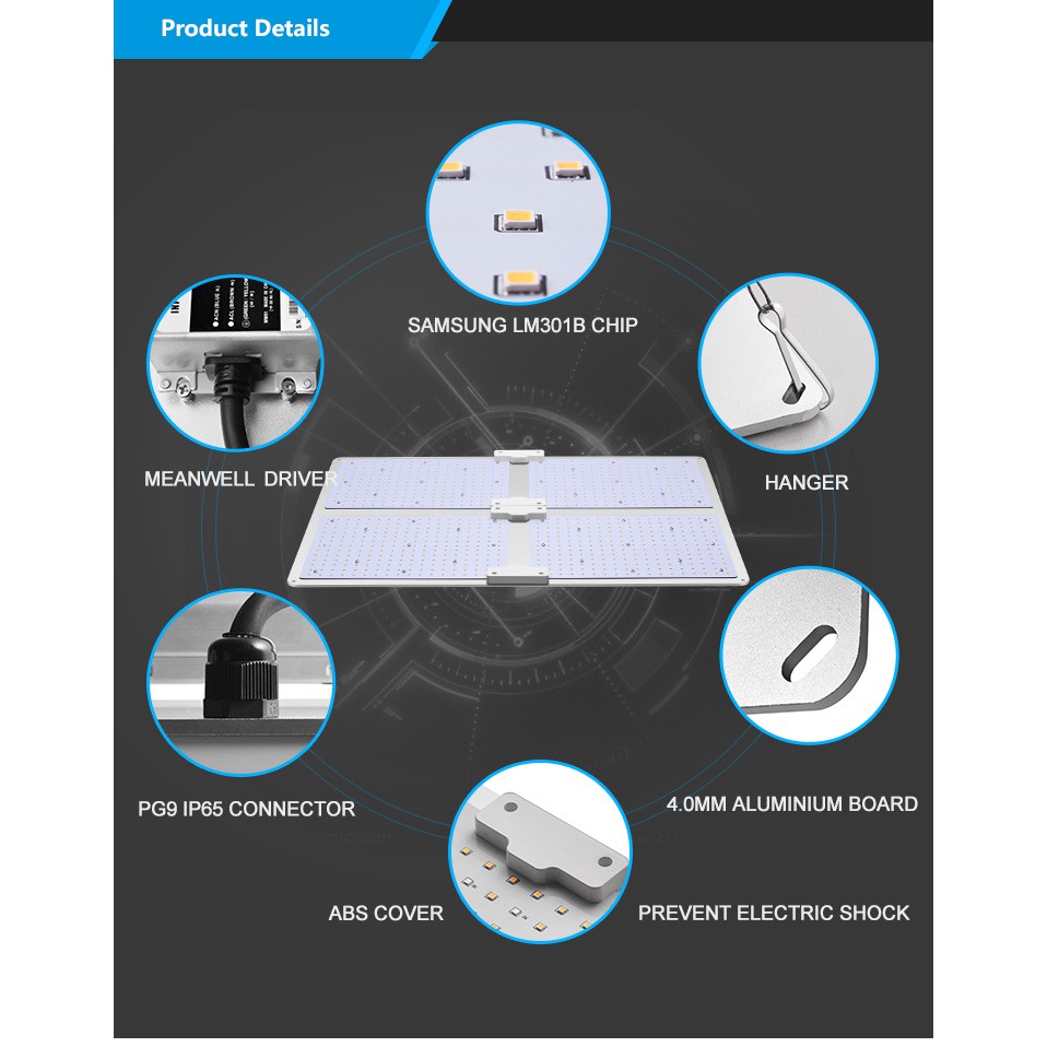 LED Quantum Board - LED samsung lm301b UV IR - Đèn tăng trưởng lượng tử IP 65 chống nước , dimmer.