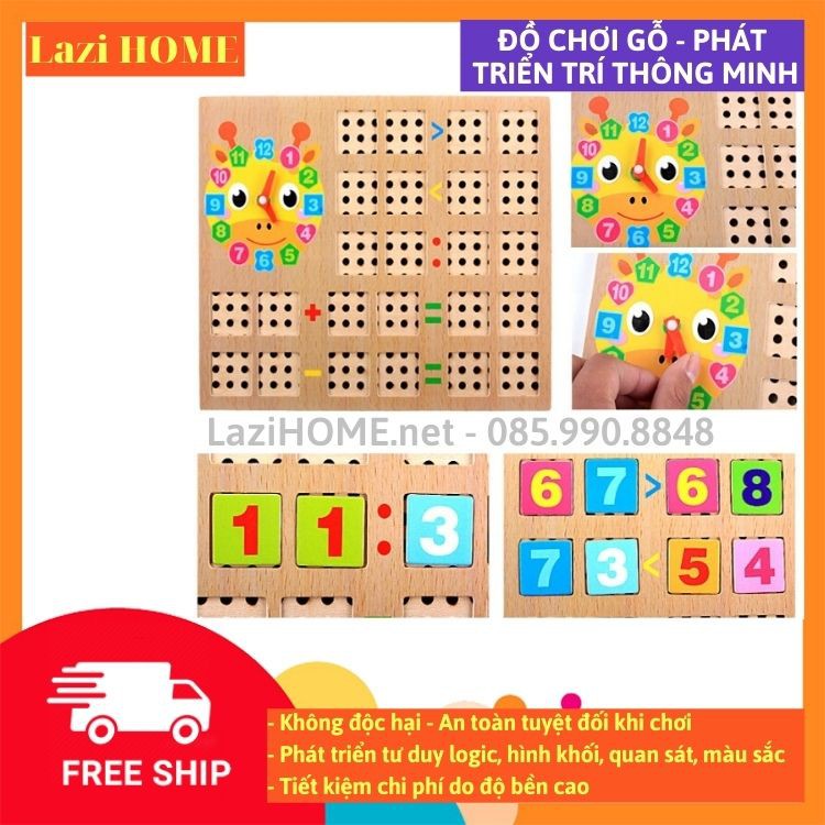 [MUA 1 ĐƯỢC 2] do choi tre em, đồ chơi trẻ em bảng xếp hình Lazi HOME- Bằng gỗ, an toàn khi chơi, phát triển trí tm