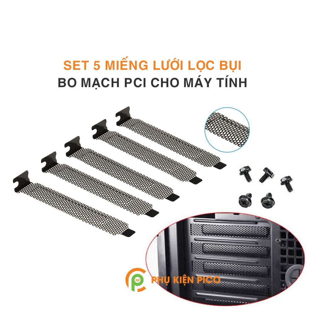 Miếng lưới lọc bụi bo mạch PCI cho máy tính – Nắp lưới khe cắm PCI - Bộ 5 miếng