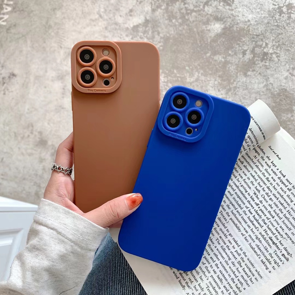 Ốp điện thoại silicon mềm có giá đỡ kim loại màu macaron cho Apple 13 Pro Max 11 12 Pro Max X XR XS Max 7 8 Plus