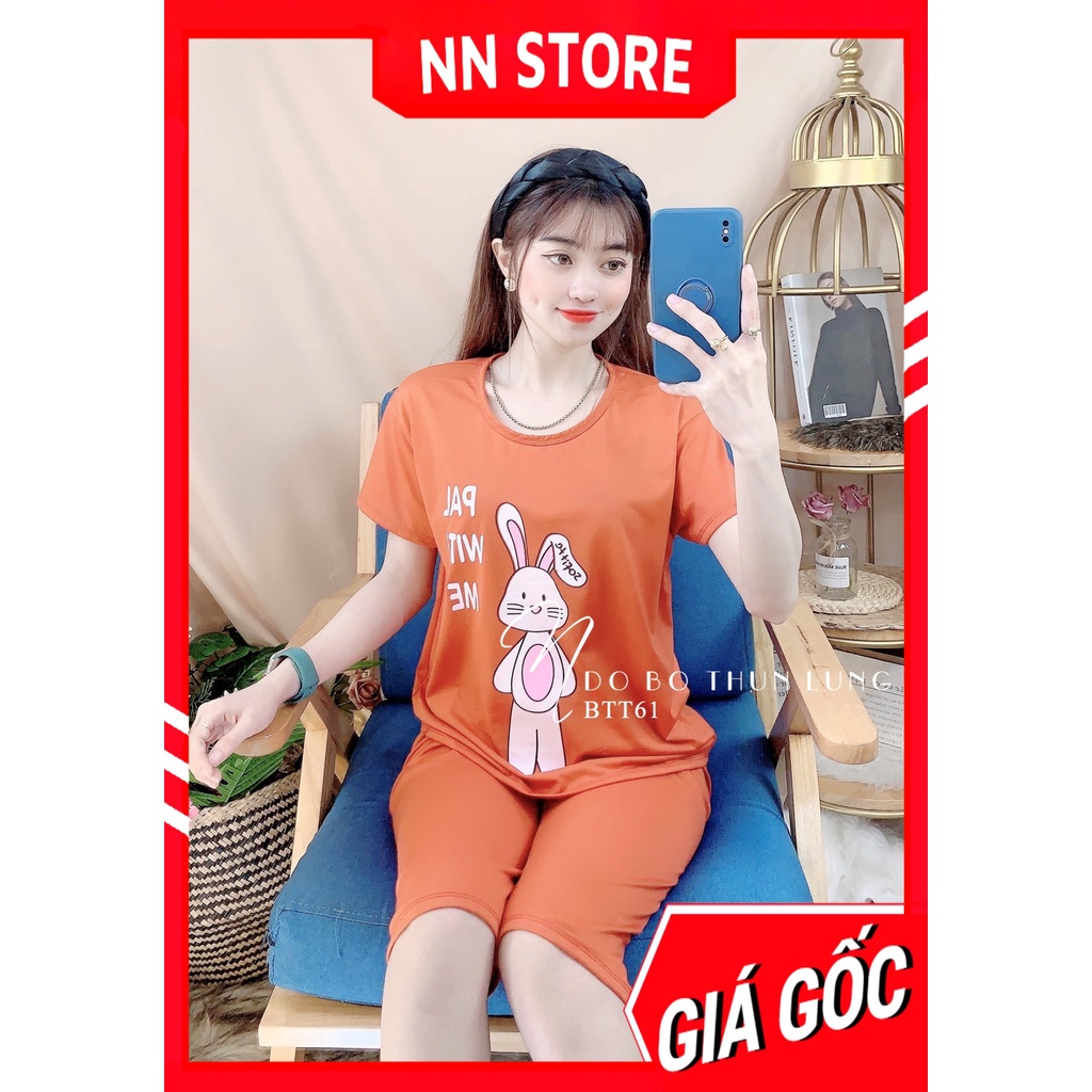 Đồ bộ nữ mặc nhà chất thun mềm mịn in hình bò sữa in hình hoạt hình dễ thương BTT thun lửng tổng hợp