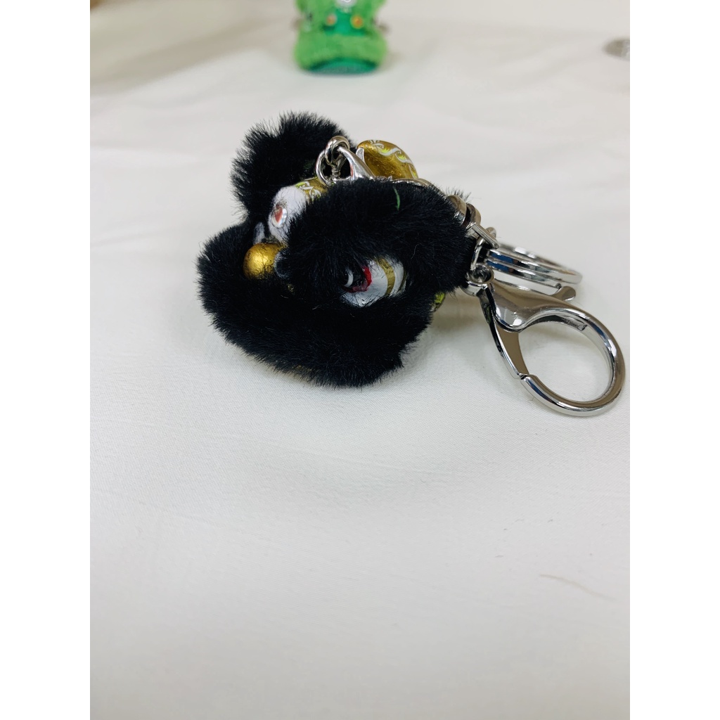 毛毛-黑金 Móc Khóa Resin Hình Sư Tử Nhảy Múa Thời Trang