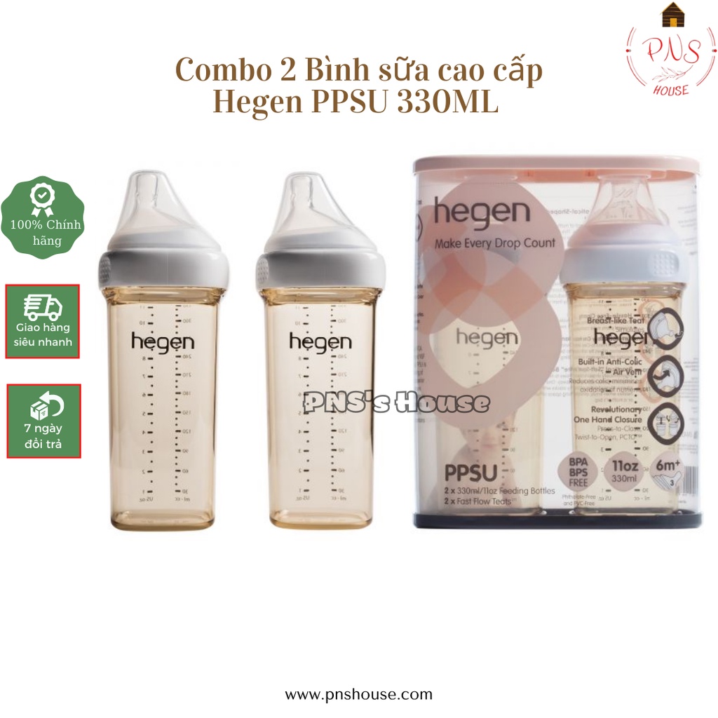 Bình sữa Hegen PPSU 330ml núm ti dành cho bé trên 6 tháng tuổi