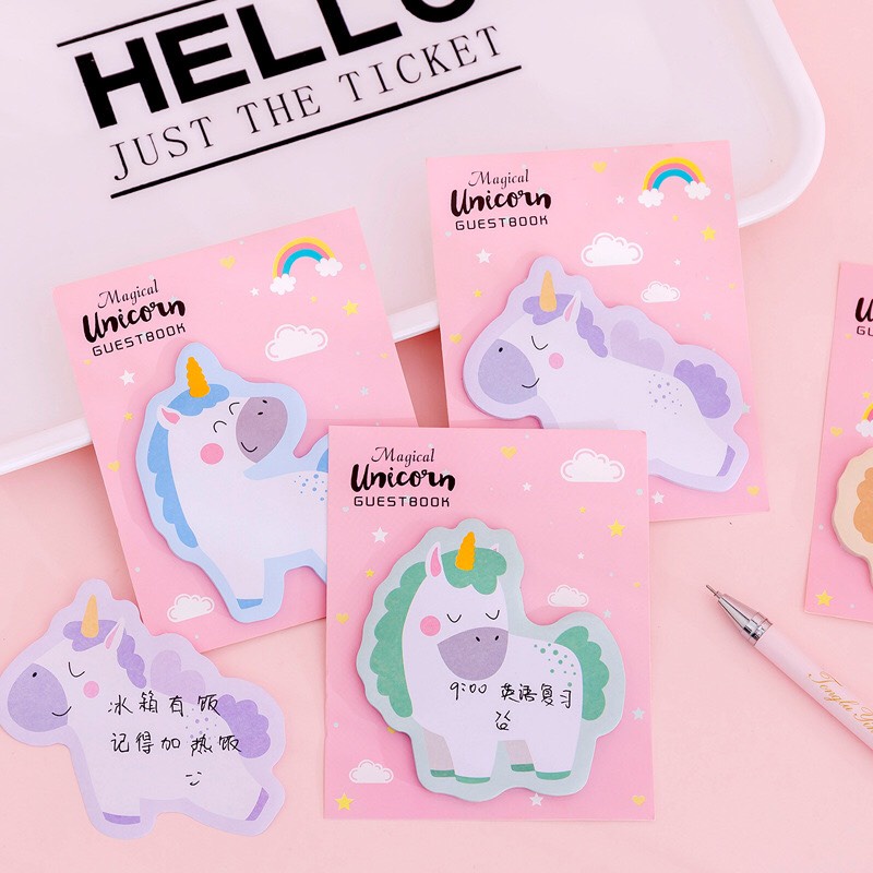 Giấy dán tường ghi chú độc giác unicorn nhỏ gọn tiện dụng