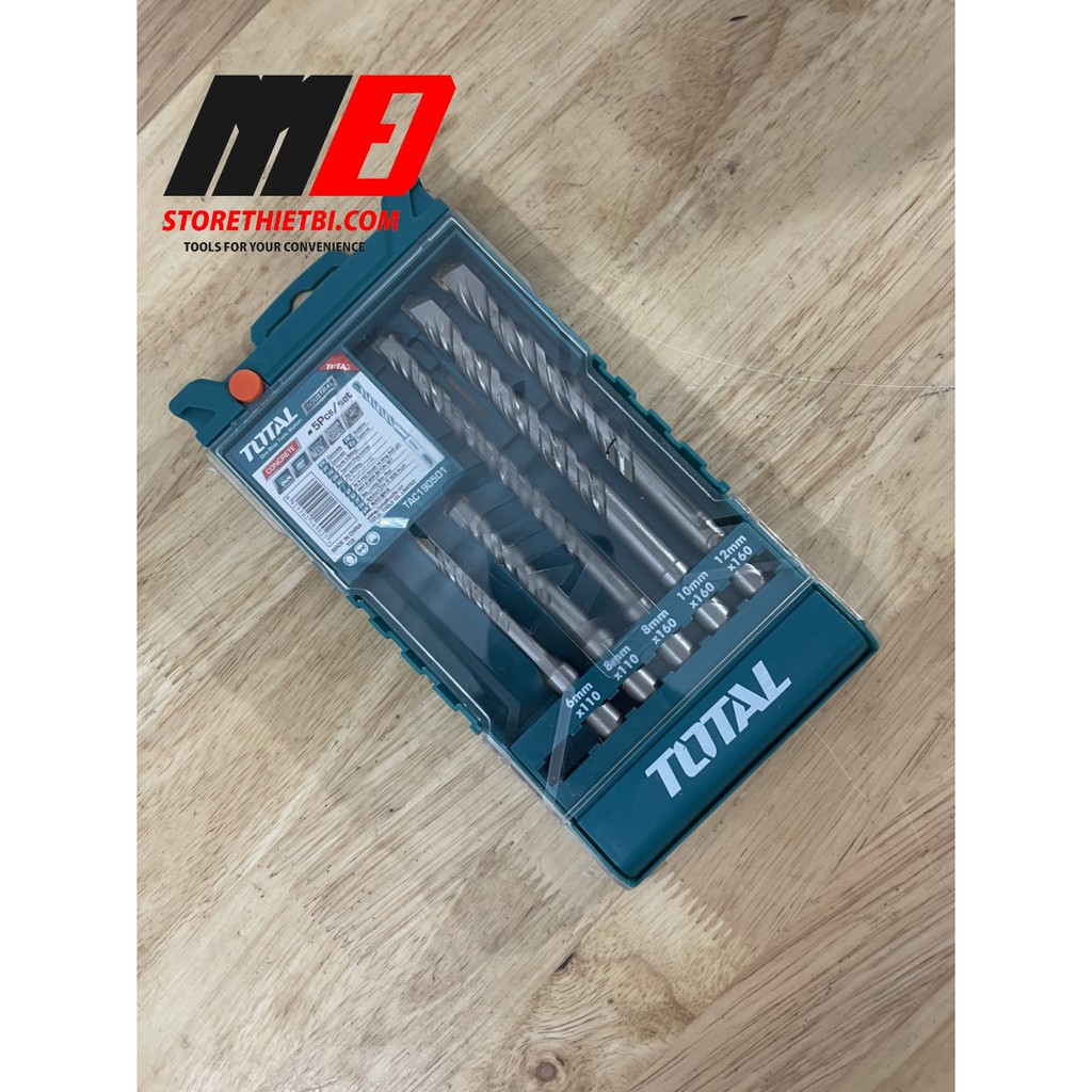 TAC190501 Bộ mũi khoan bê tông đầu gài SDS 5 chi tiết Total