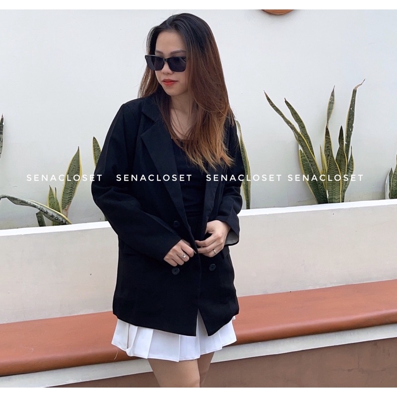 |🚛FREESHIP| ÁO KHOÁC BLAZER 2 LỚP QUẢNG CHÂU MÀU ĐEN KIỂU DÁNG ULZZANG HÀN QUỐC