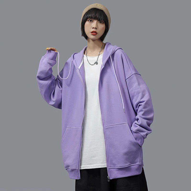 Áo khoác nỉ hoodie trơn Unisex - Nỉ tay dài form rộng có mũ dáng suông basic ulzzang nam nữ HOT RÔ STORE AK01