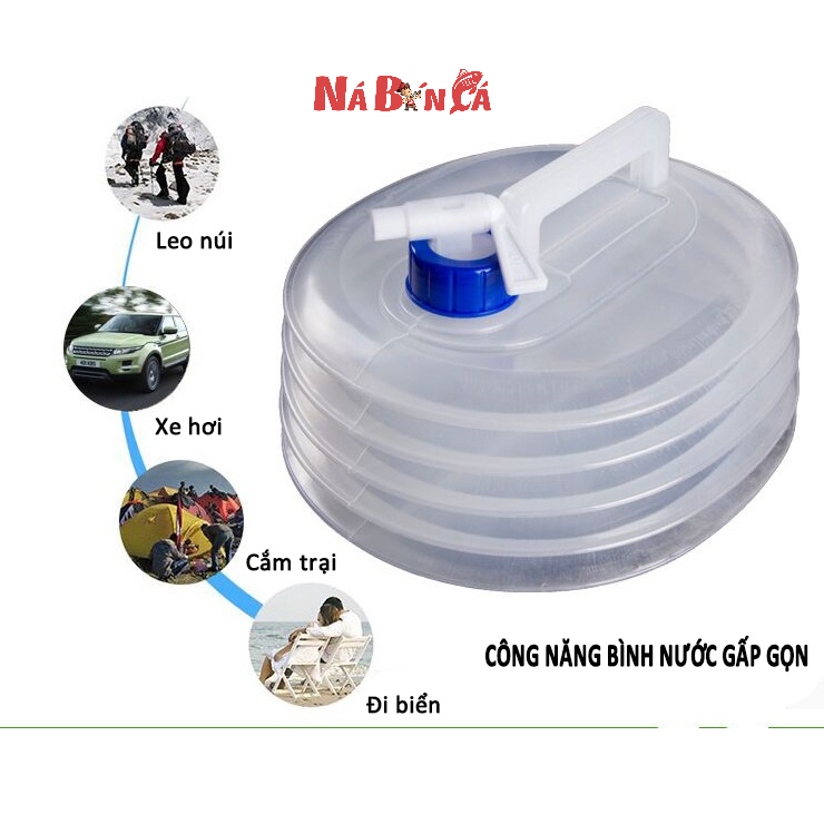 Bình đựng nước cắm trại du lịch dã ngoại di động ngoài trời, có van khóa, có vòi nối dài tiện lợi [DCP9]