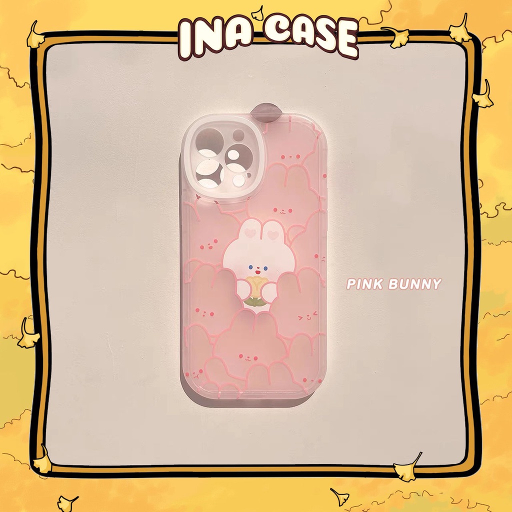 Ốp lưng iphone cạnh tròn Pink Bunny 13promax/13pro/13/12promax/12pro/12/11promax/11/7plus/8plus - Ina Case