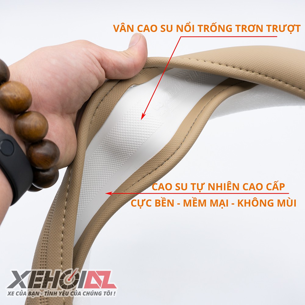 Bọc vô lăng ô tô cao cấp lõi cao su tự nhiên AZ-75 - Họa tiết quả trám