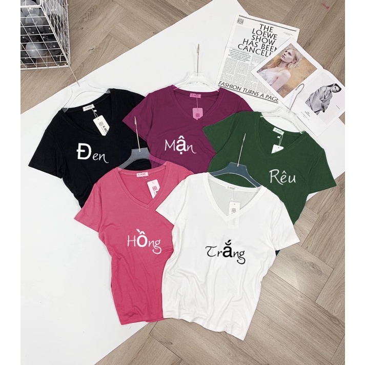 Áo thun nữ cổ tim Bigsize tay cộc form rộng nhiều màu❤Khuất Yến❤ chất thun lạnh cao cấp siêu mềm mát trẻ trung năng động