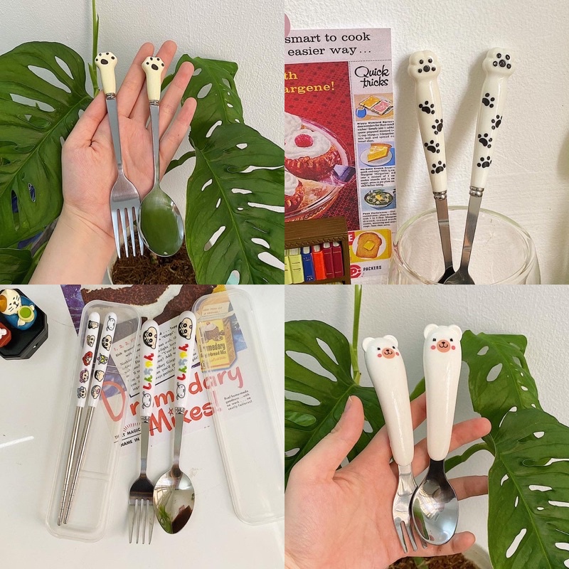 (Tự chụp/ Có sẵn) Set muỗng nĩa cá nhân đáng yêu (4 mẫu)
