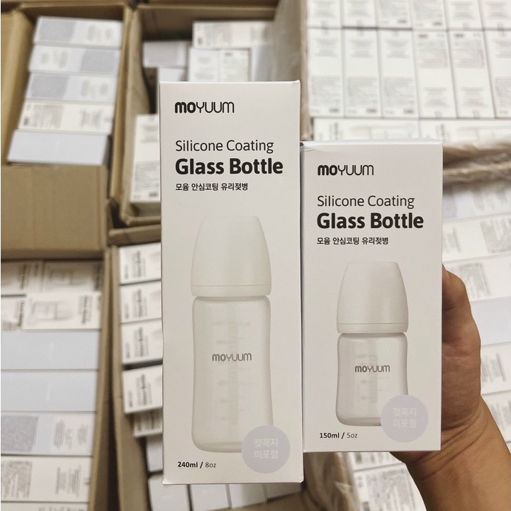 [Đủ mã] Bình sữa Moyuum Thủy Tinh Tráng Silicon Premium 2022 -150ml/240ml - Sản Phẩm CHÍNH HÃNG