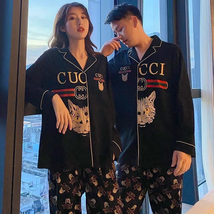 Bộ Đồ Ngủ Cotton Tay Dài Thời Trang Xuân Thu Dành Cho Cặp Đôi