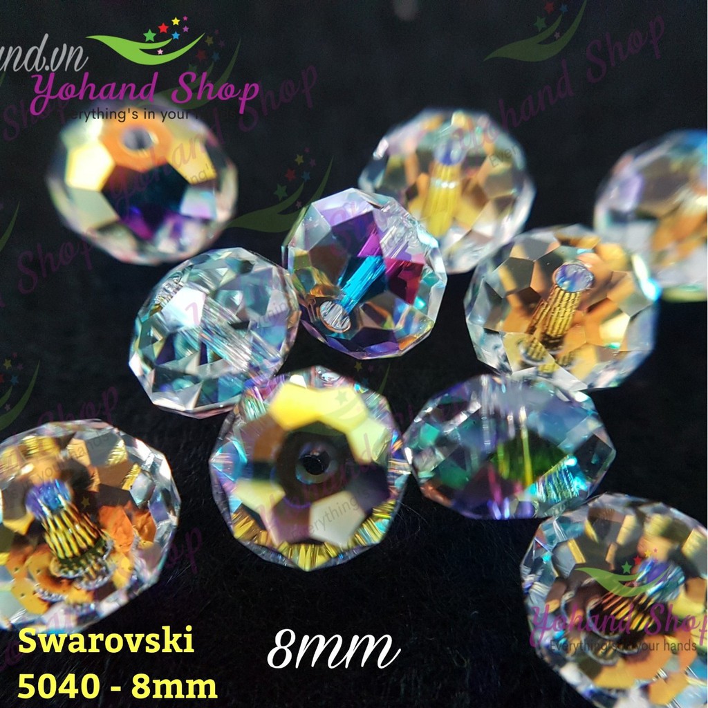 Pha lê Swarovski 5040 bánh cam - Trắng AB