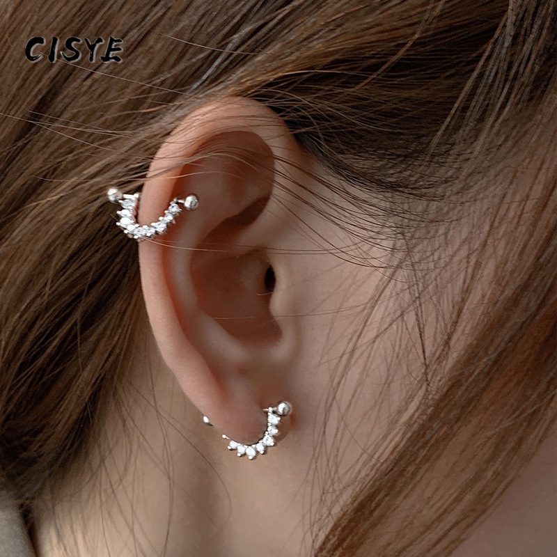 Khuyên tai đính đá Zircon đơn giản thời trang phong cách Hàn Quốc