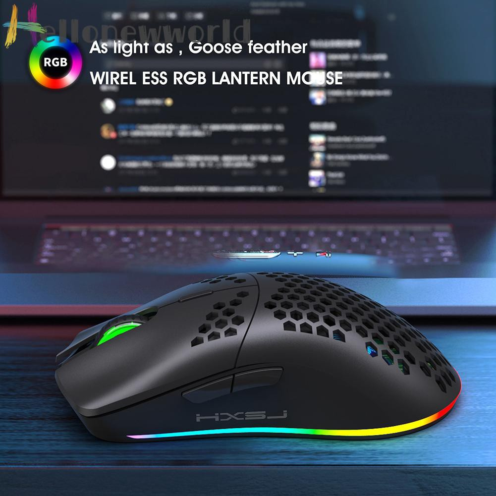Hellonewworld HXSJ T66 Wireless Gaming Mouse with Honeycomb Shell 7 Programmable Buttons
