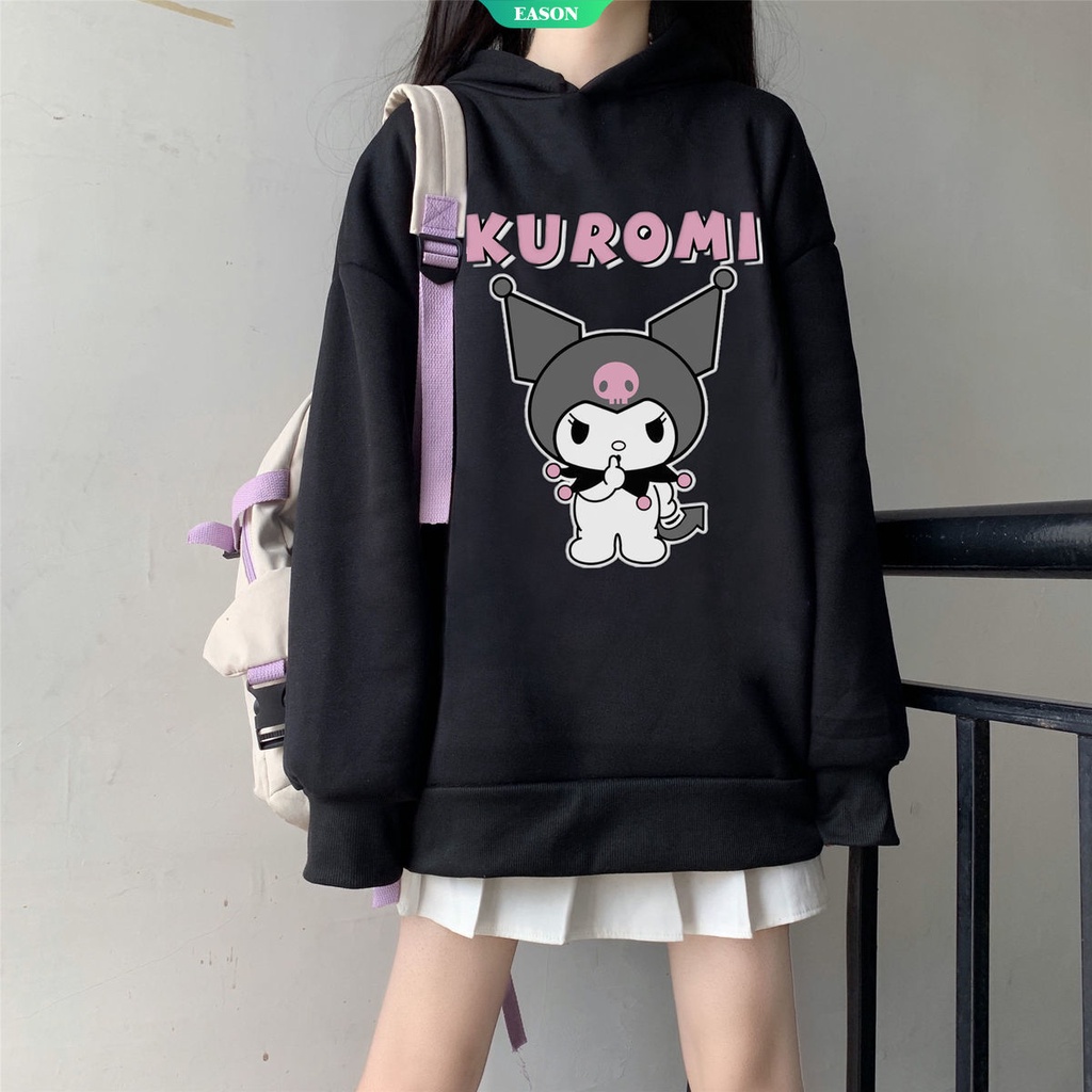 Áo Hoodie Dáng Rộng In Hình Sanrio Kuromi Dễ Thương Thời Trang Thu Đông Cho Nữ