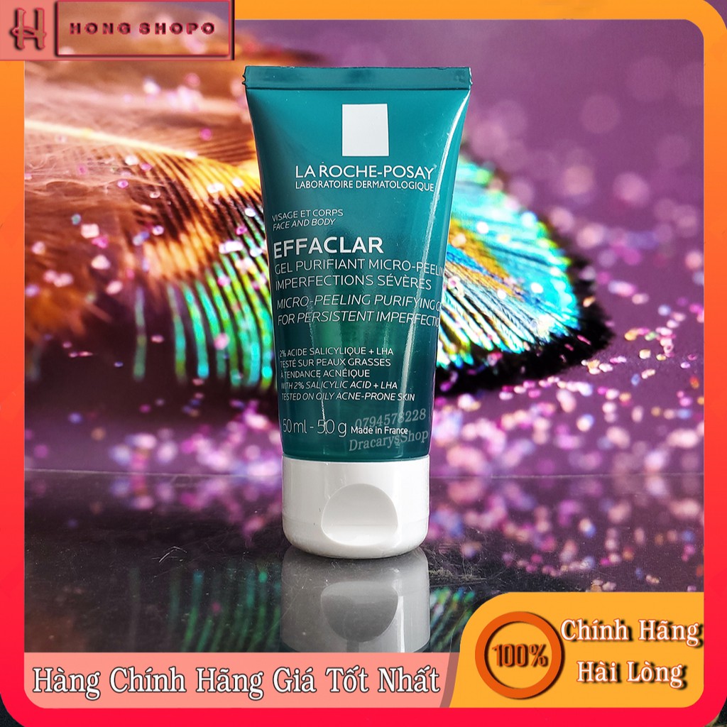 Gel rửa mặt và tắm Effaclar Micro -Peeling Purifying La Roche Posay 50ml Giúp làm sạch bã nhờn, giảm mụn, lỗ chân lông