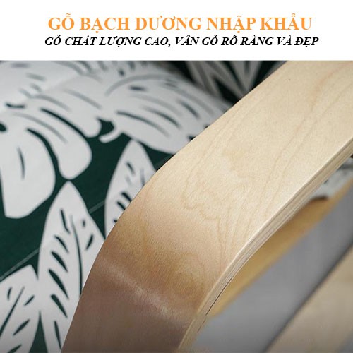 Ghế Bập Bênh Gỗ-Ghế Thư Giãn Chất Liệu Gỗ Bạch Dương Cao Cấp Kết Hợp Đệm Bọt Biển Đàn Hồi Êm Ái Nhiều Màu Sắc