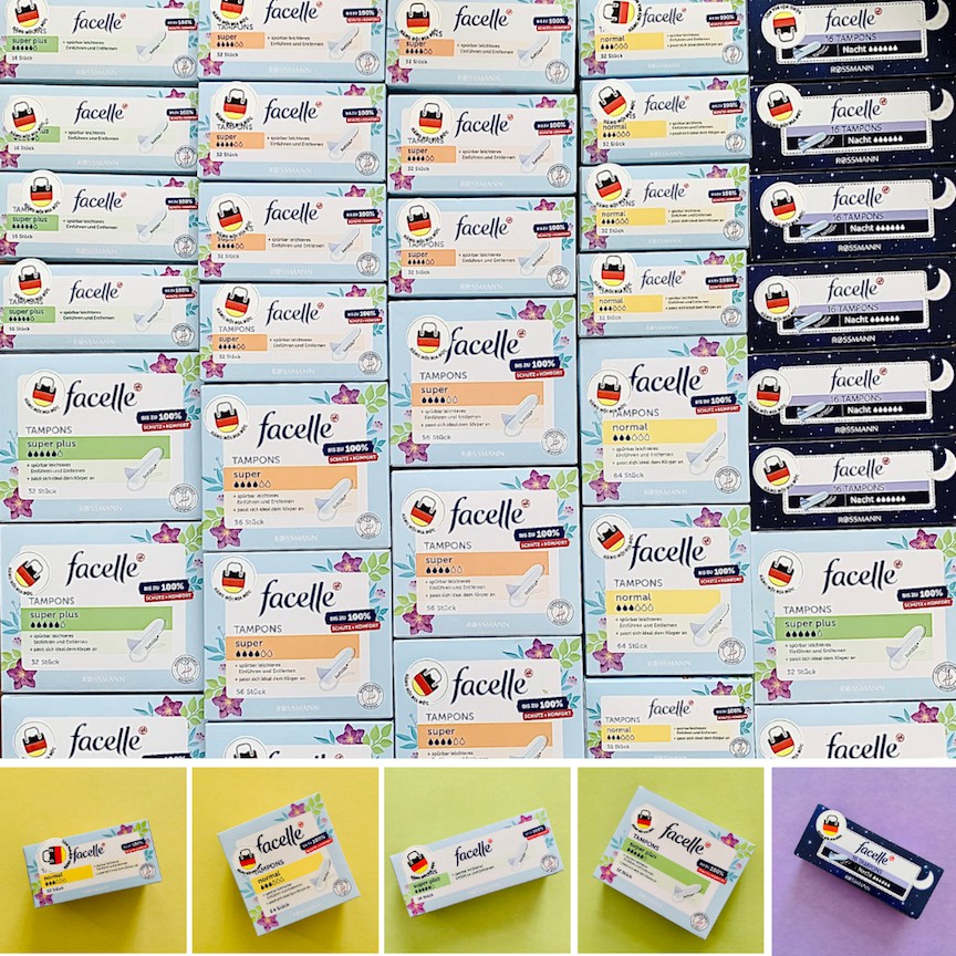 - Tampon Facelle, Jessa, OB - Băng vệ sinh dạng ống cực sạch sẽ nội địa Đức