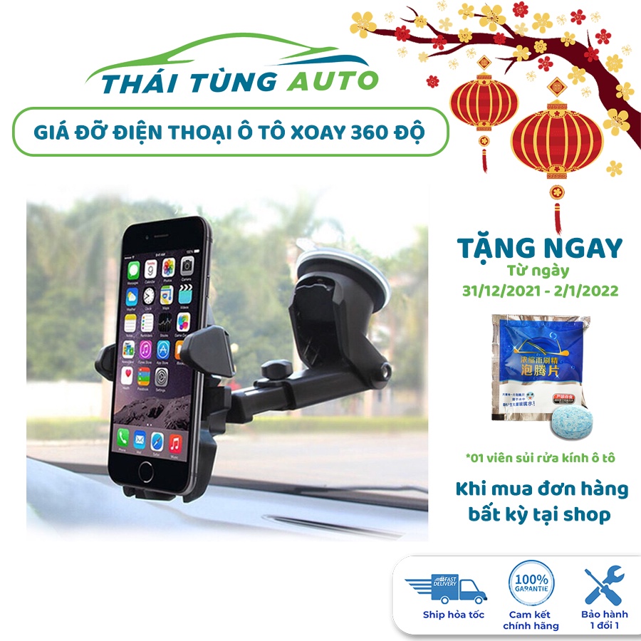 Giá đỡ điện thoại trên ô tô gắn taplo dán kính, Giá đỡ điện thoại ô tô hút chân không dán kính xe hơi xoay 360