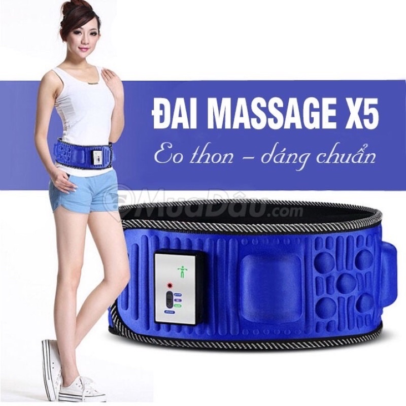 Đai Massage Rung 5X Giảm Béo Toàn Thân Vật Liệu Hàn Quốc Màu Xanh